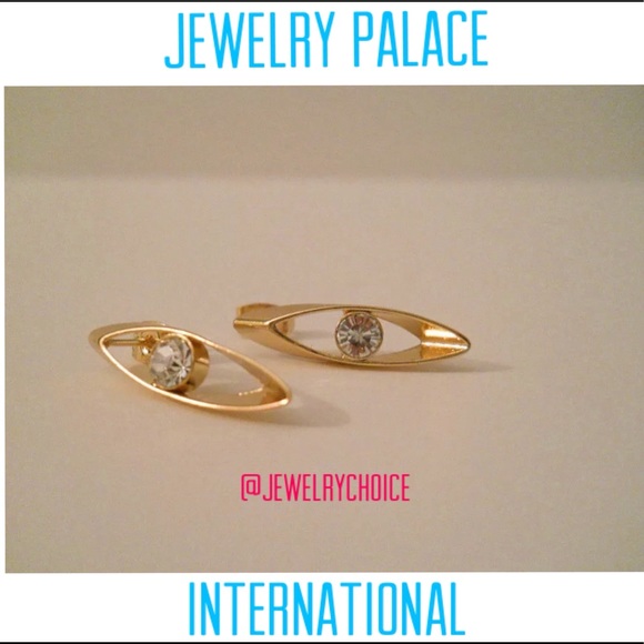 🆕14K Gold Filled Crystal Long Oval Shape Post Earrings - Picture 5 of 12